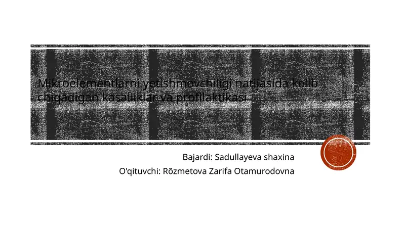 Mikroelementlarni yetishmovchiligi natijasida kelib chiqadigan kasalliklar va profilaktikasi