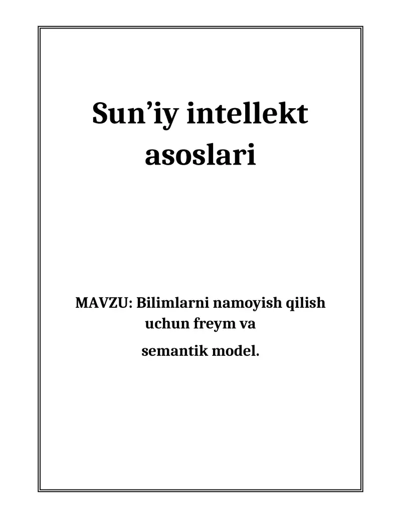 Sun’iy intellekt asoslari