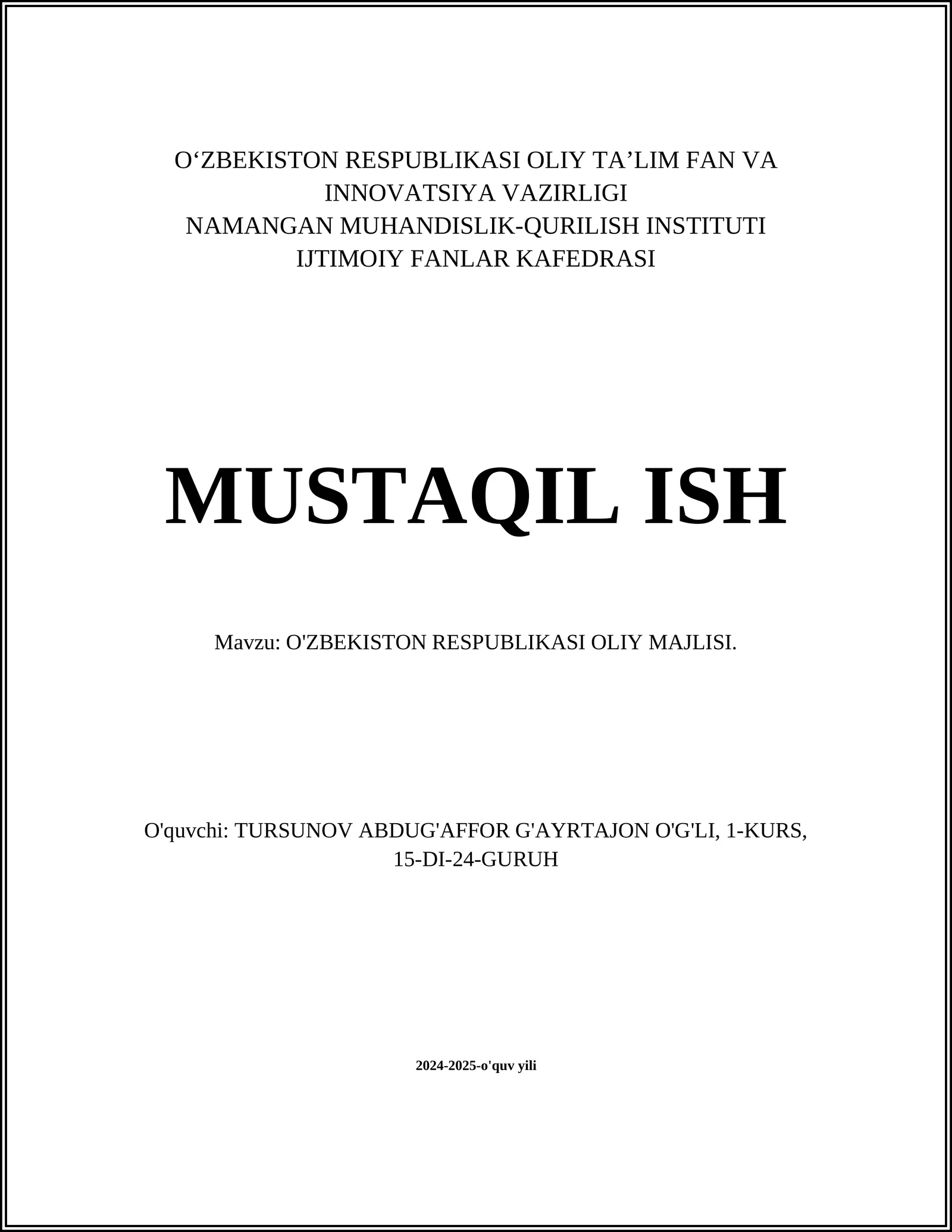 Oʻzbekiston Respublikasi Oliy Majlisi