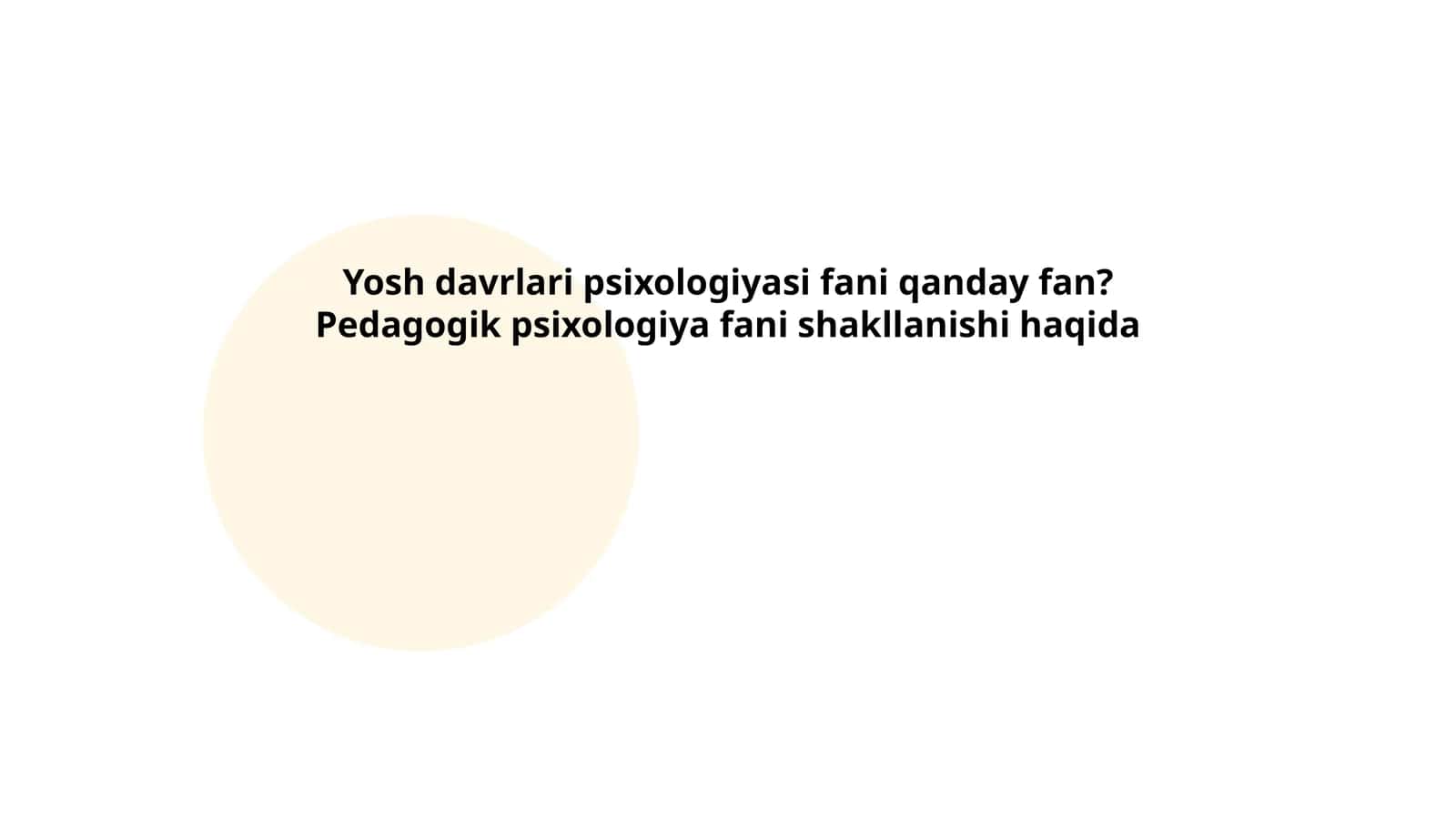 Yosh davrlari psixologiyasi