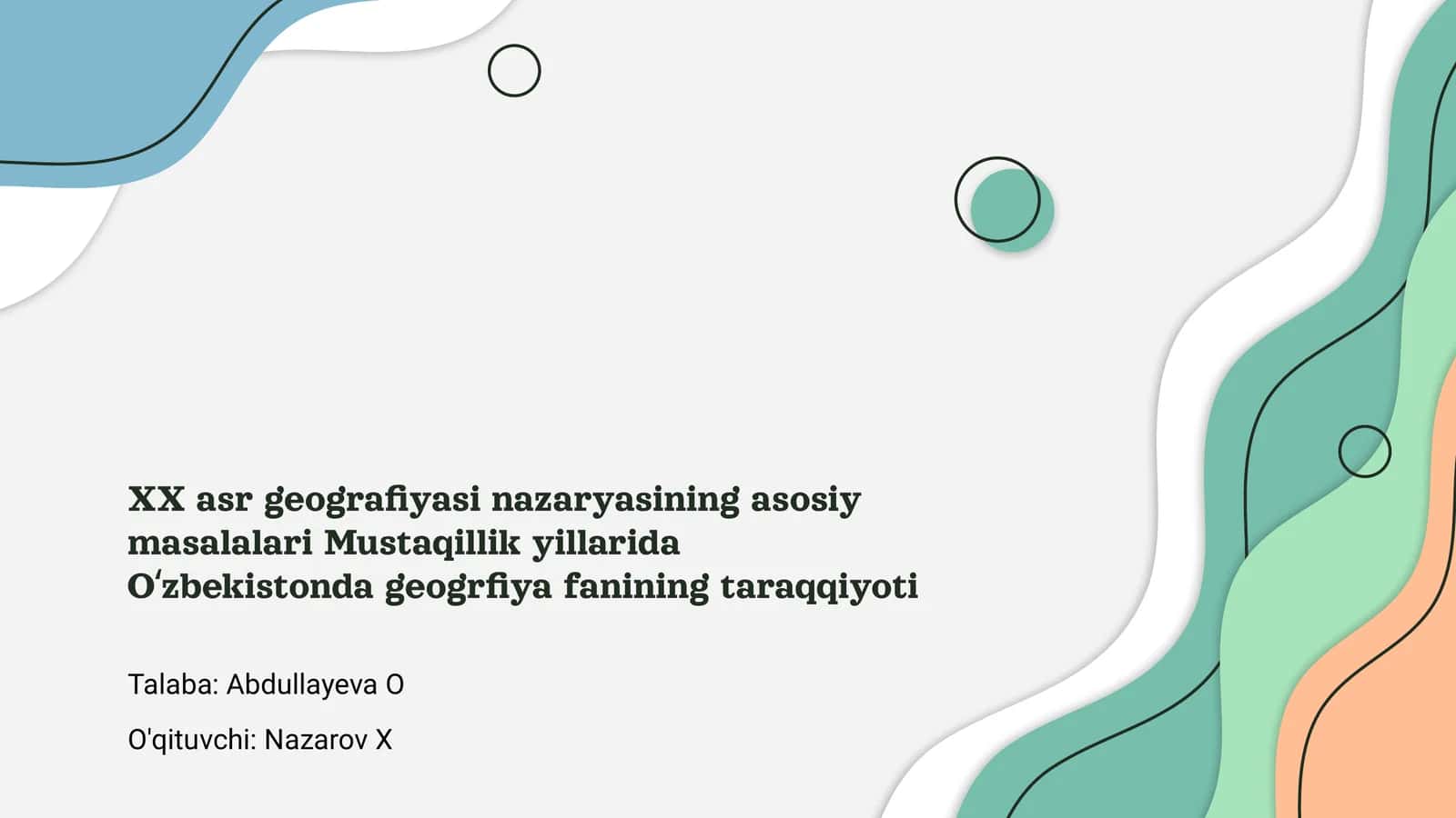 XX asr geografiyasi nazaryasining asosiy masalalari