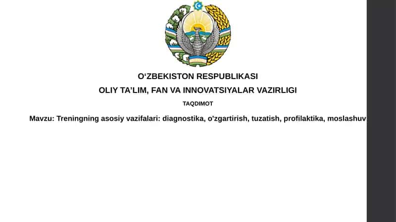Treningning asosiy vazifalari