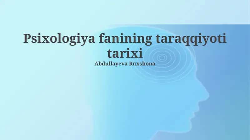 Psixologiya fanining taraqqiyoti tarixi