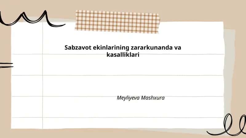 Sabzavot ekinlarining zararkunanda va kasalliklari