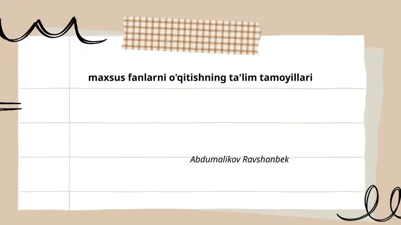 Maxsus fanlarni o'qitishning ta'lim tamoyillari