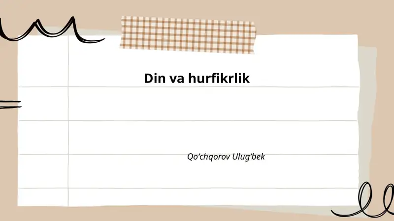Din va hurfikrlik: tushuncha va mohiyat