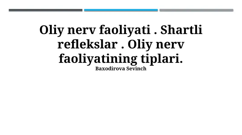 Oliy Nerv Faoliyati