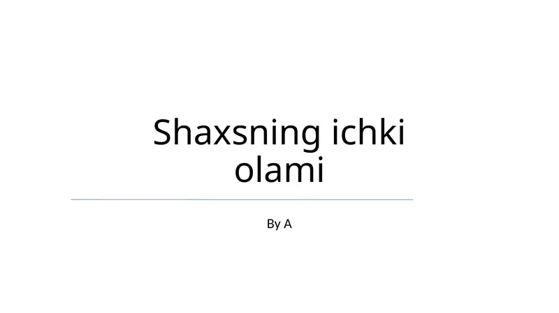 Shaxsning ichki olami