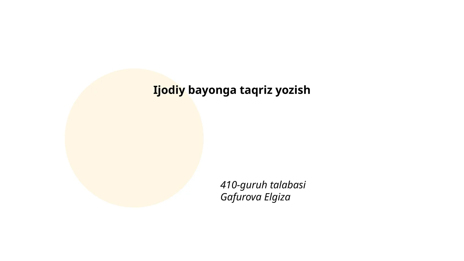 Ijodiy bayonga taqriz yozish