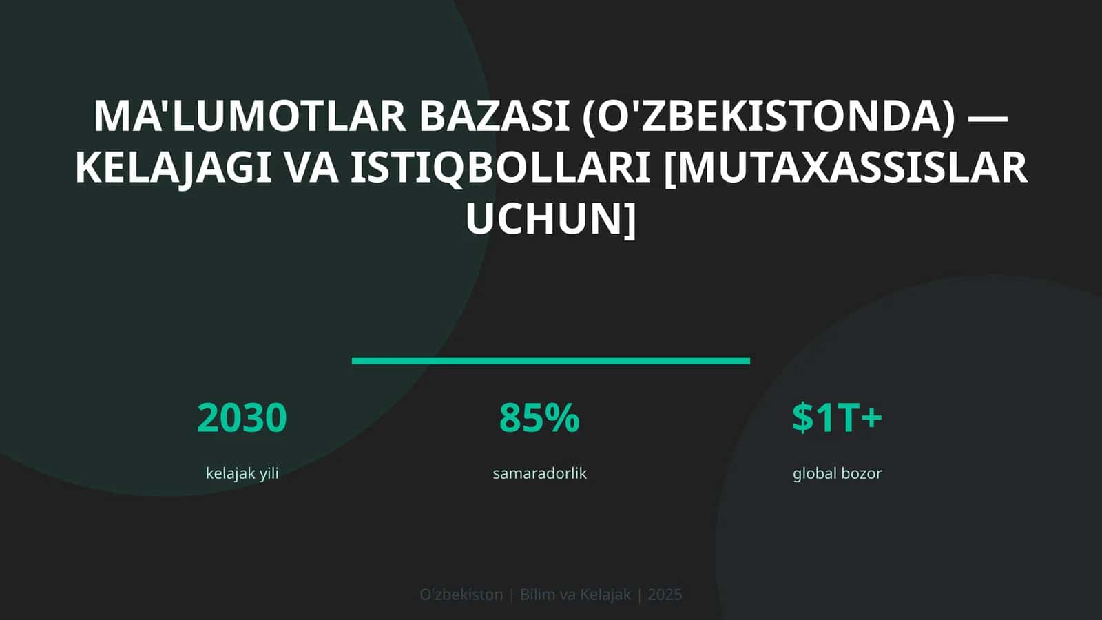 Ma'lumotlar bazasi (O'zbekistonda) — kelajagi va istiqbollari [mutaxassislar uchun]