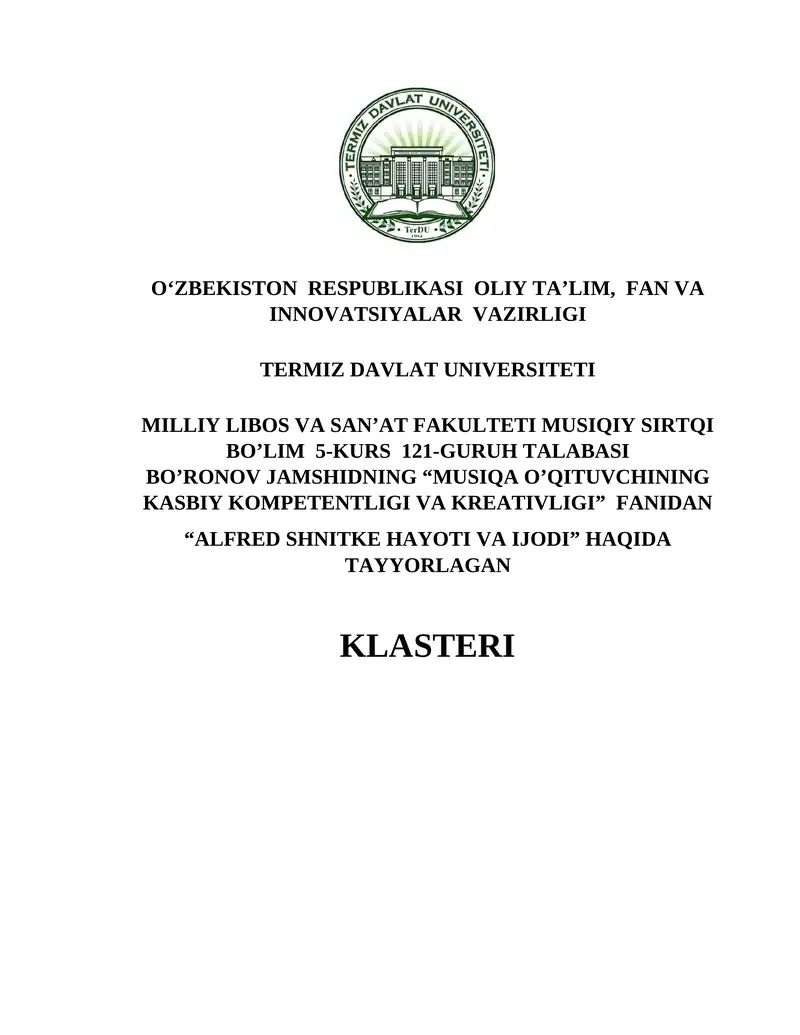 ALFRED SHNITKE HAYOTI VA IJODI