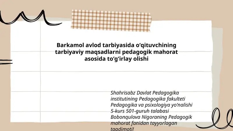 Pedagogik mahorat fanidan tayyorlagan taqdimoti
