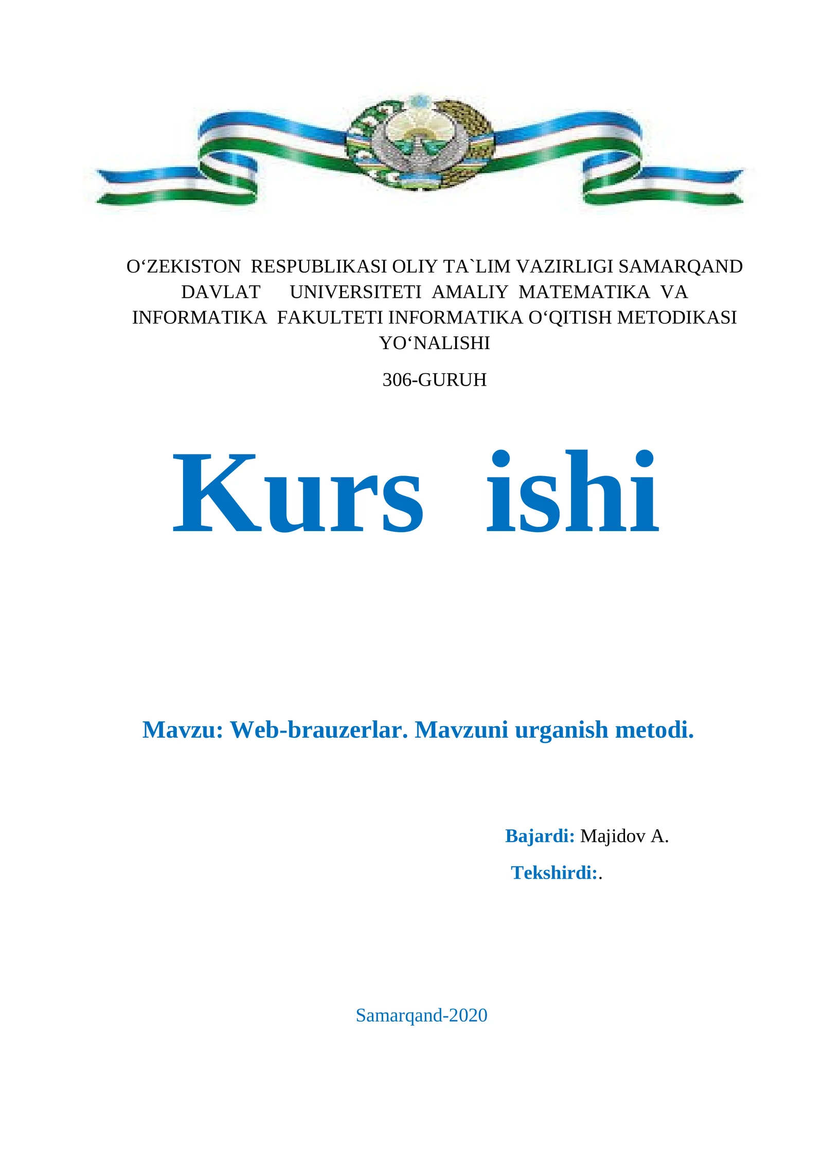 Web-brauzerlar. Mavzuni urganish metodi