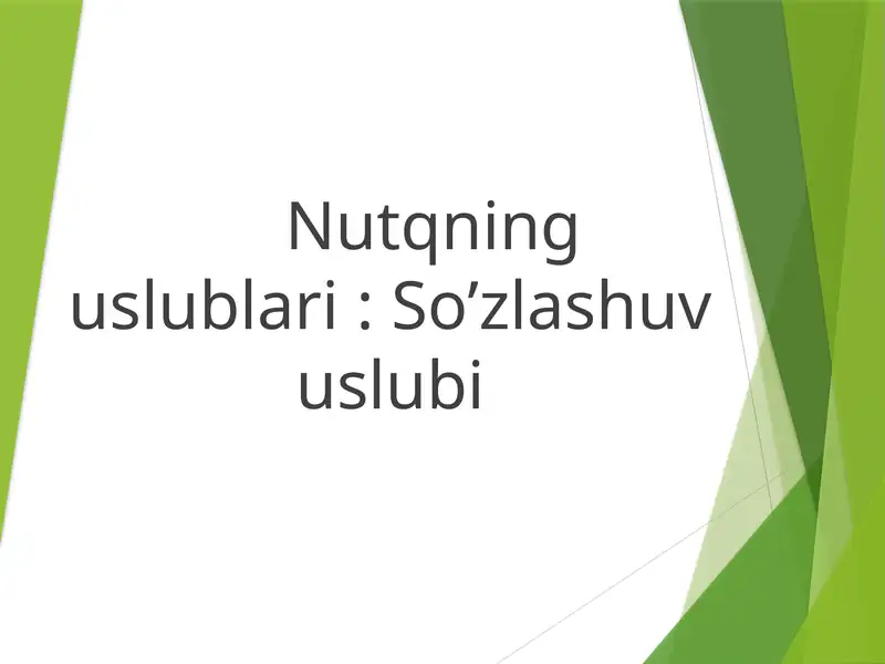 Nutqning uslublari