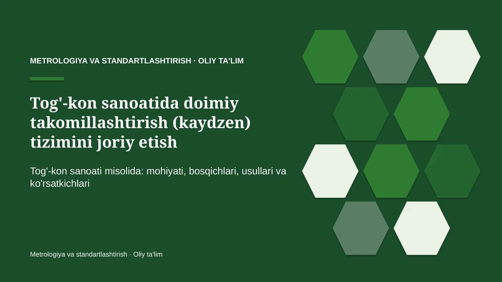 tog' kon sanoatida doimiy takomillashtirish kaydzen tizimini joriy etish 3004