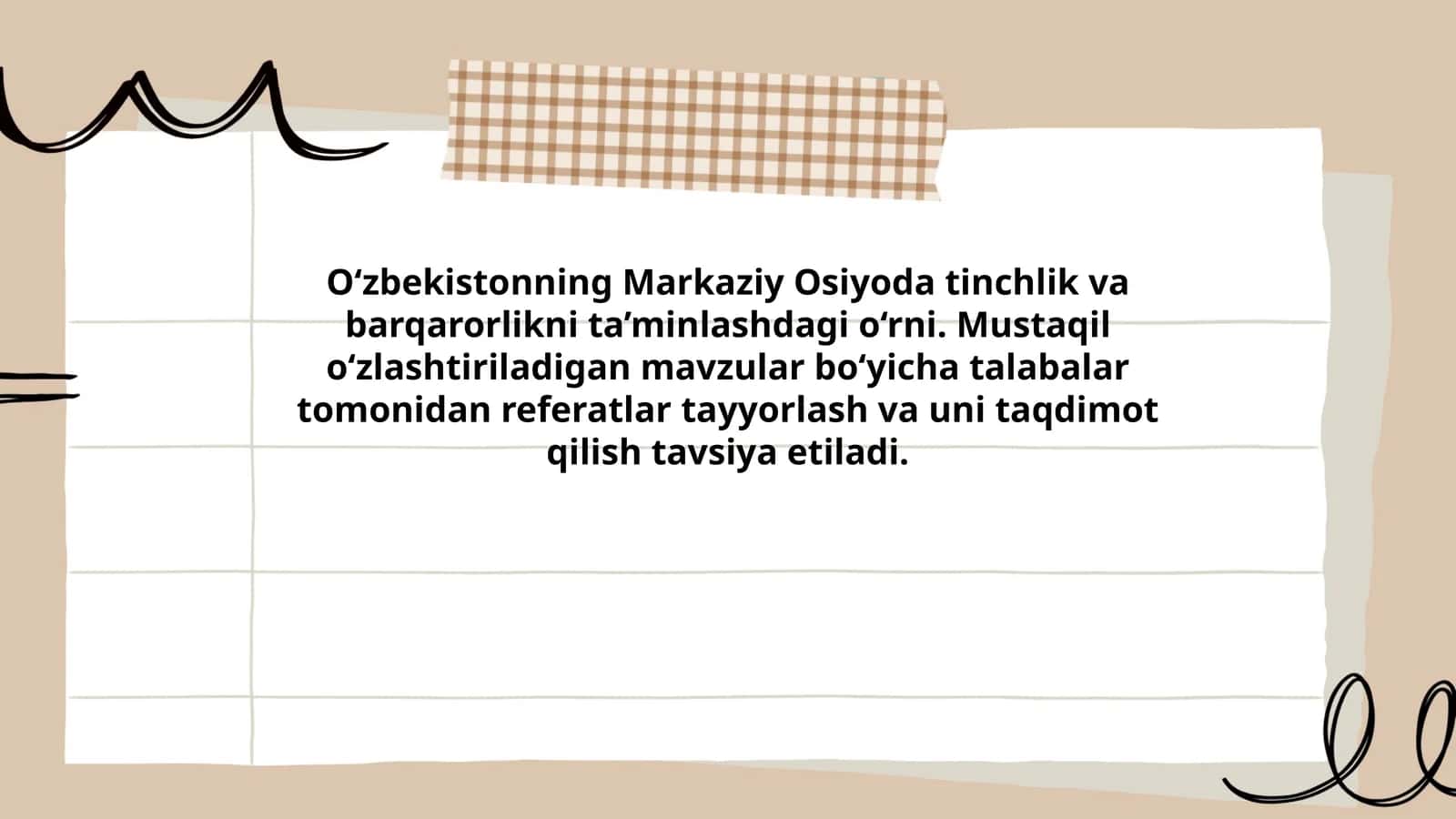 Mustaqil o‘zlashtiriladigan mavzular