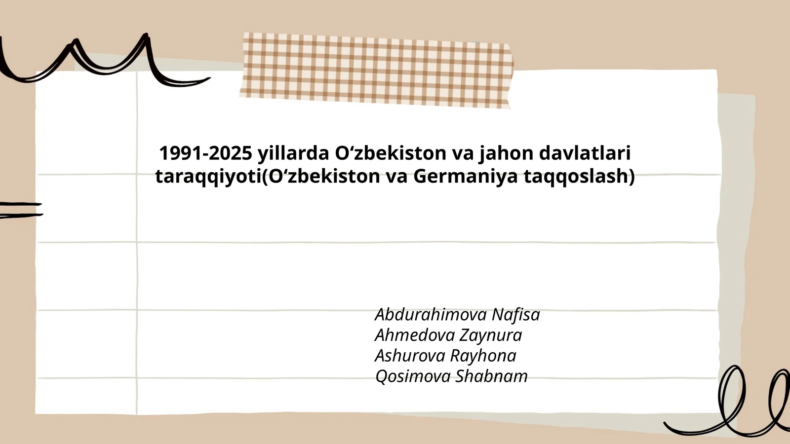 1991-2025 yillarda Oʻzbekiston va jahon davlatlari taraqqiyoti(Oʻzbekiston va Germaniya taqqoslash)