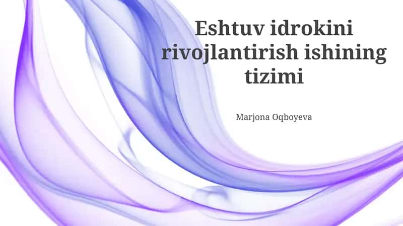 Bolaning intellektini rivojlantirish bo'yicha ish tizimi