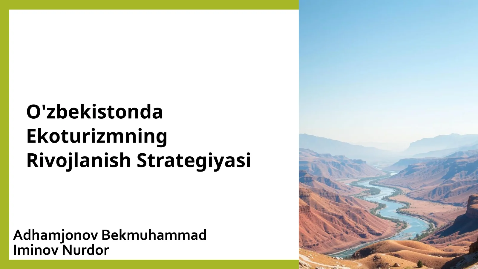 O'zbekistonda Ekoturizmning Rivojlanish Strategiyasi