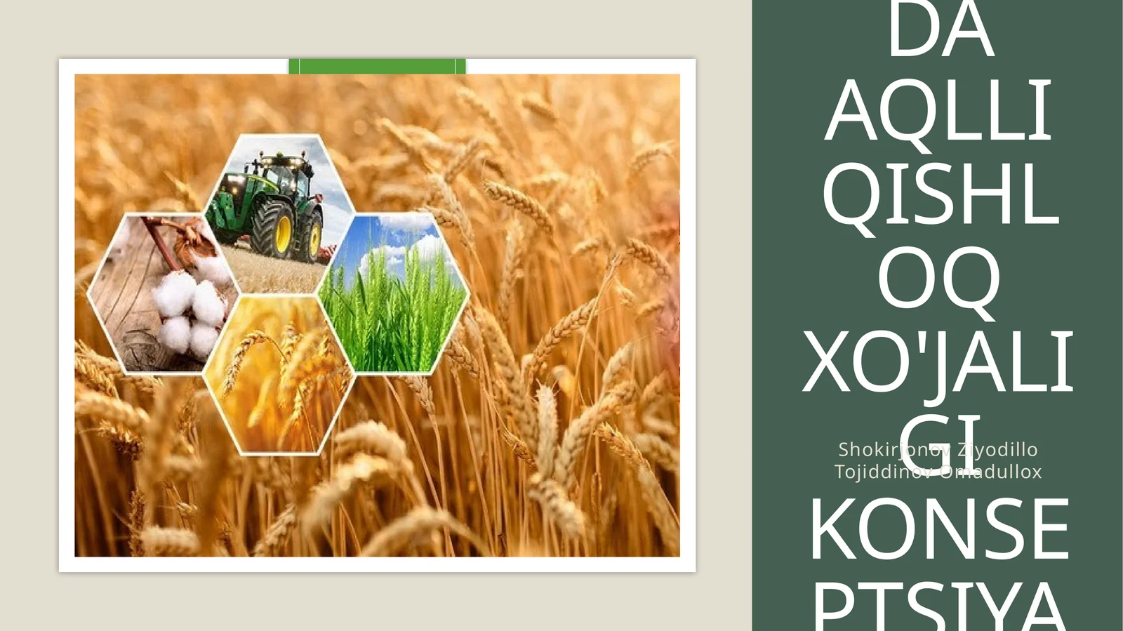 O'zbekistonda aqlli qishloq xo'jaligi konseptsiyasi