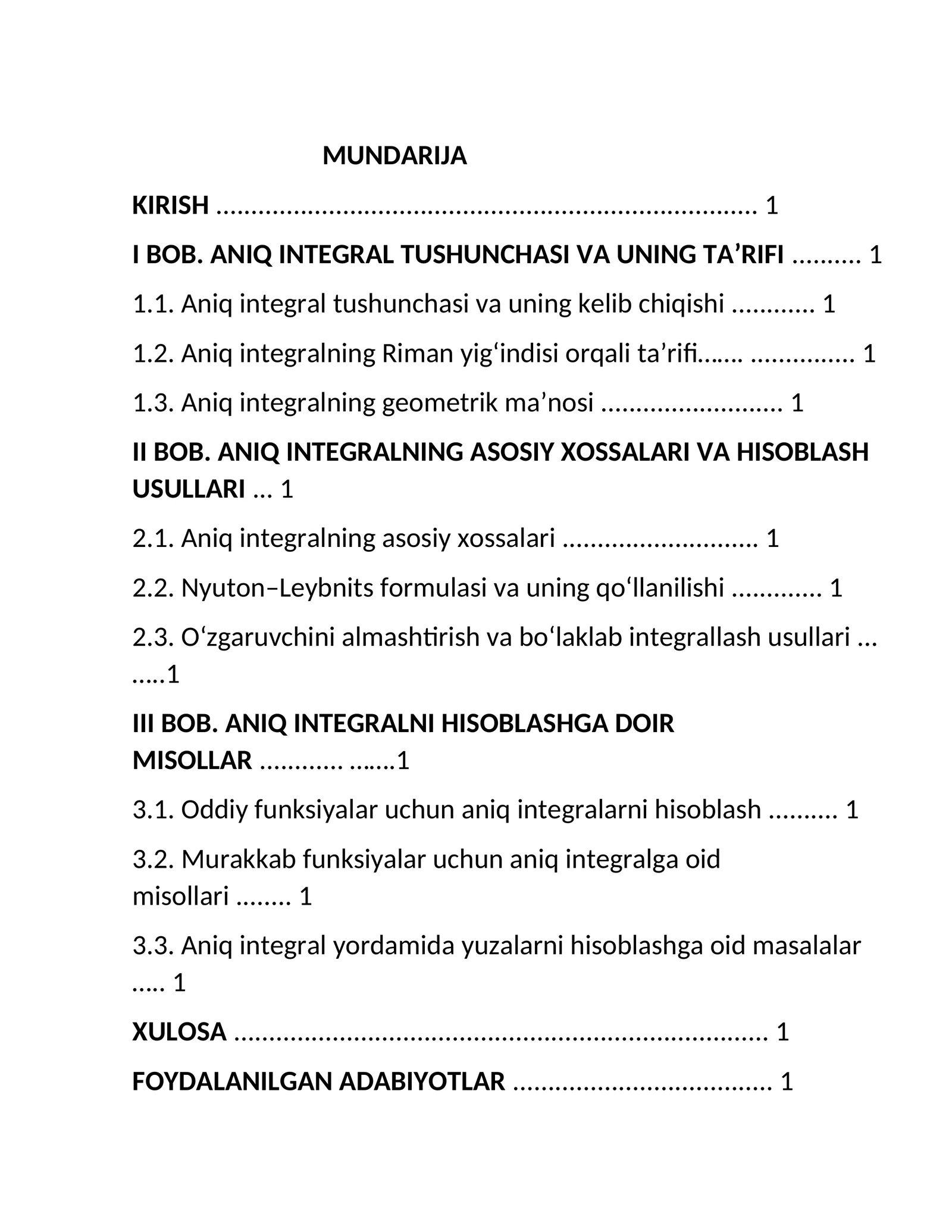 Aniq integralni ta’rif yordamida hisoblash. Aniq integralni hisoblashga oid misollar
