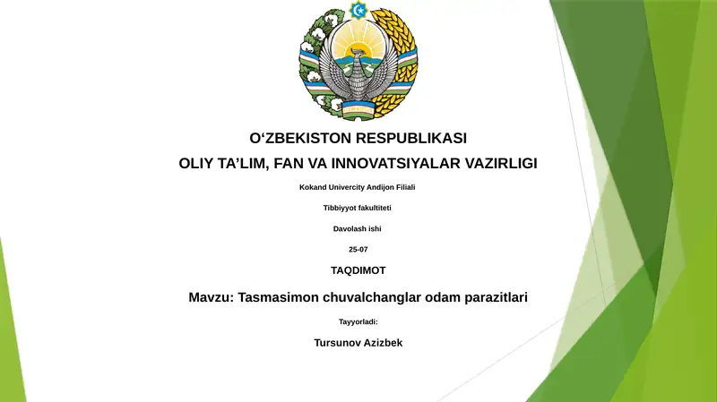 Tasmasimon chuvalchanglar odam parazitlari