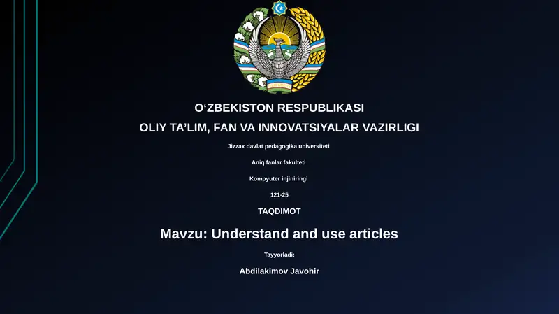 Understand and use articles