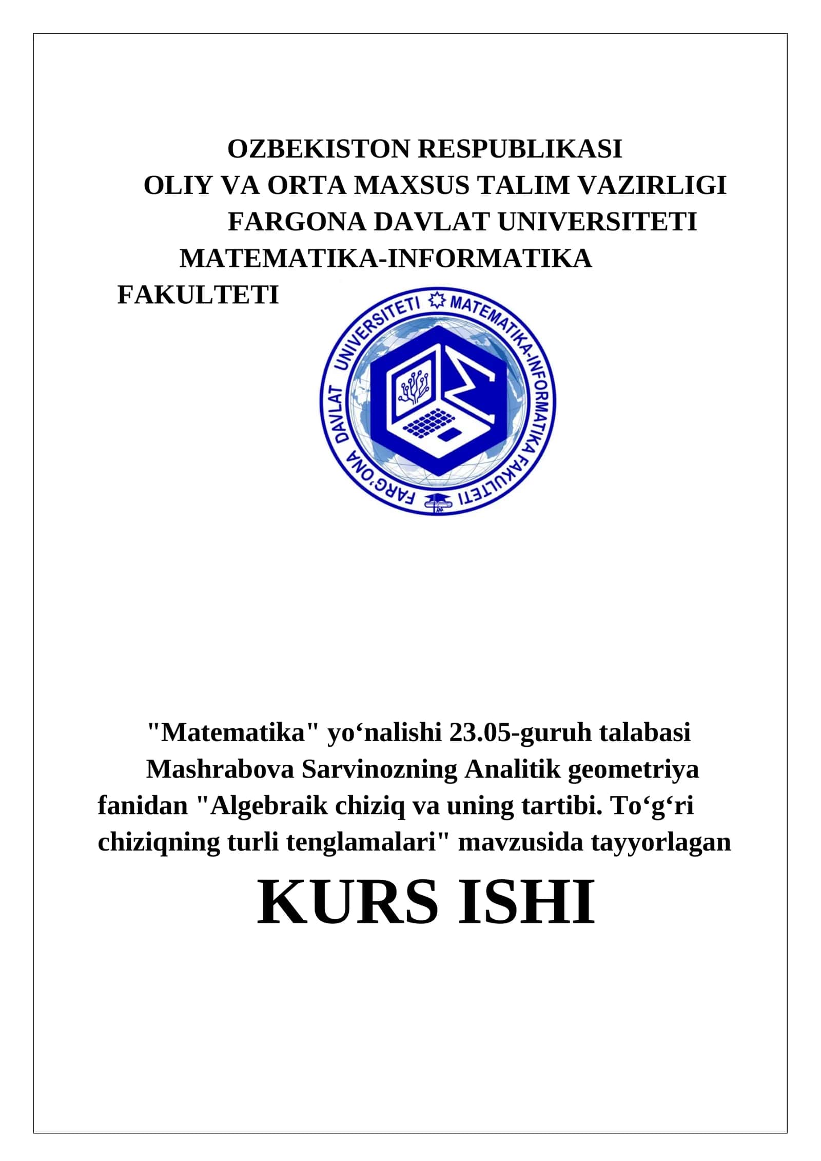 Algebraik chiziq va uning tartibi