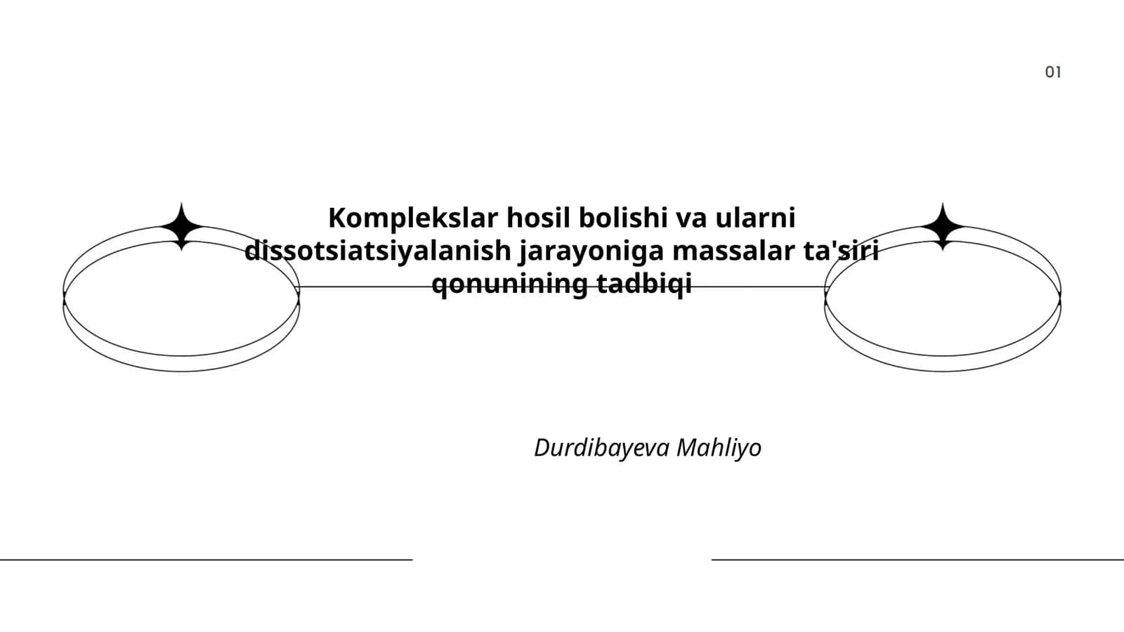 Komplekslar hosil bolishi va ularni dissotsiatsiyalanish jarayoniga massalar ta'siri qonunining tadbiqi