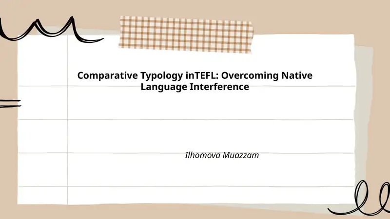 Comparative Typology in TEFL: Overcoming Native Language Interference