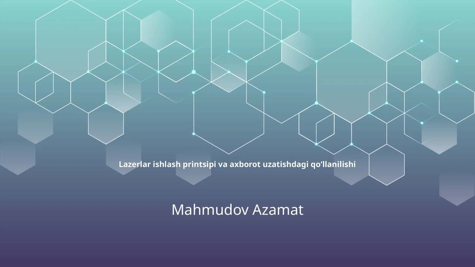 Lazerlar ishlash printsipi va axborot uzatishdagi qoʻllanilishi
