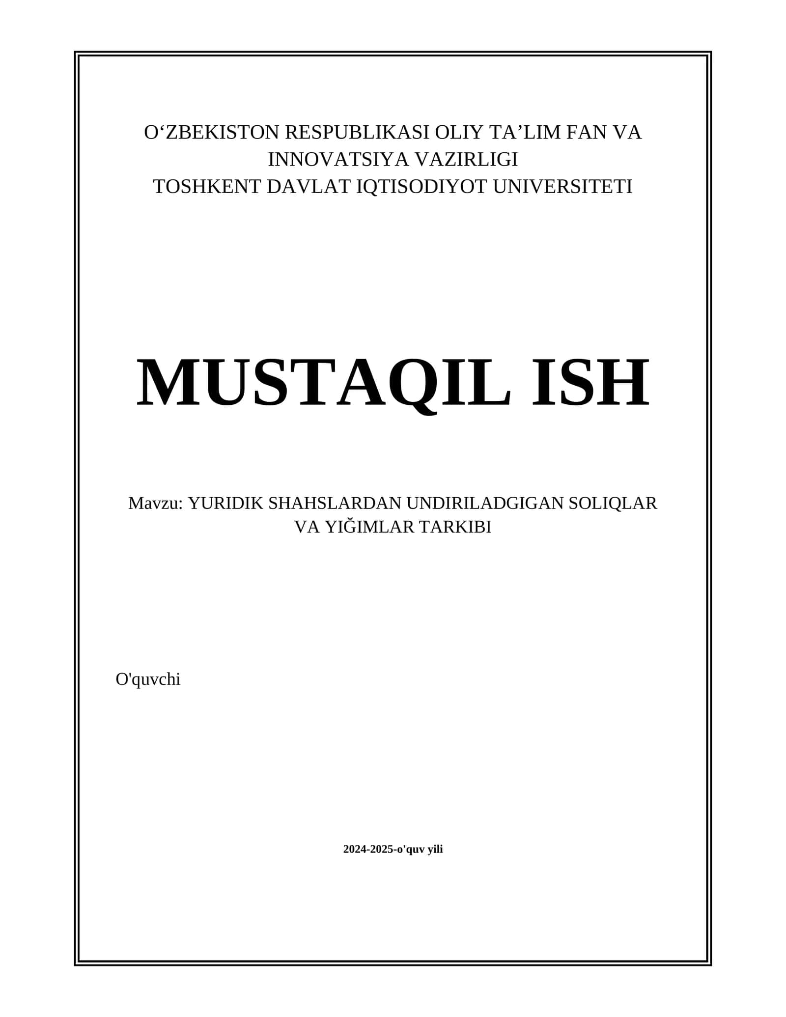 Yuridik shaxslar uchun daromad solig‘i