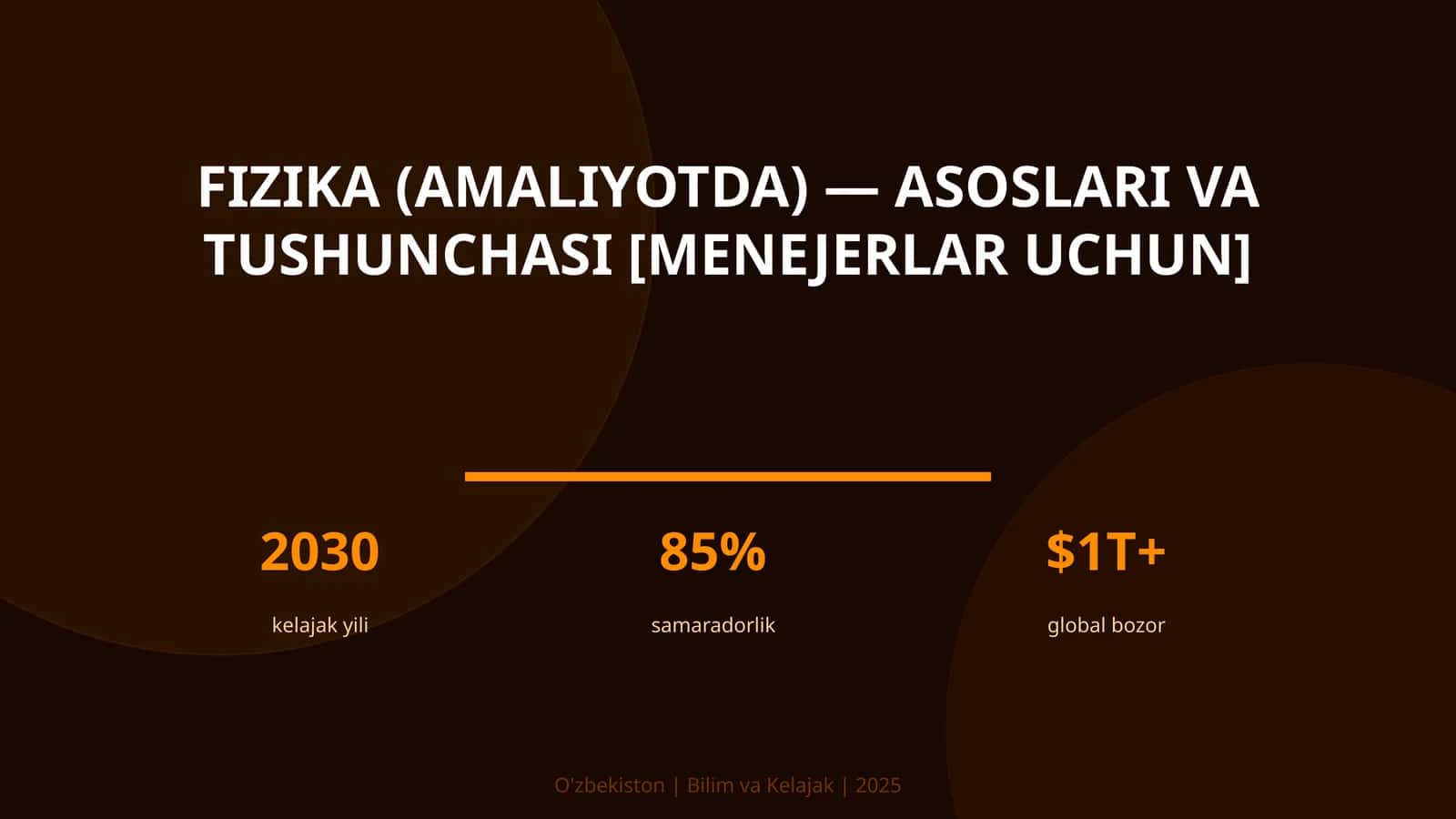 FIZIKA (AMALIYOTDA) — ASOSLARI VA TUSHUNCHASI [MENEJERLAR UCHUN]