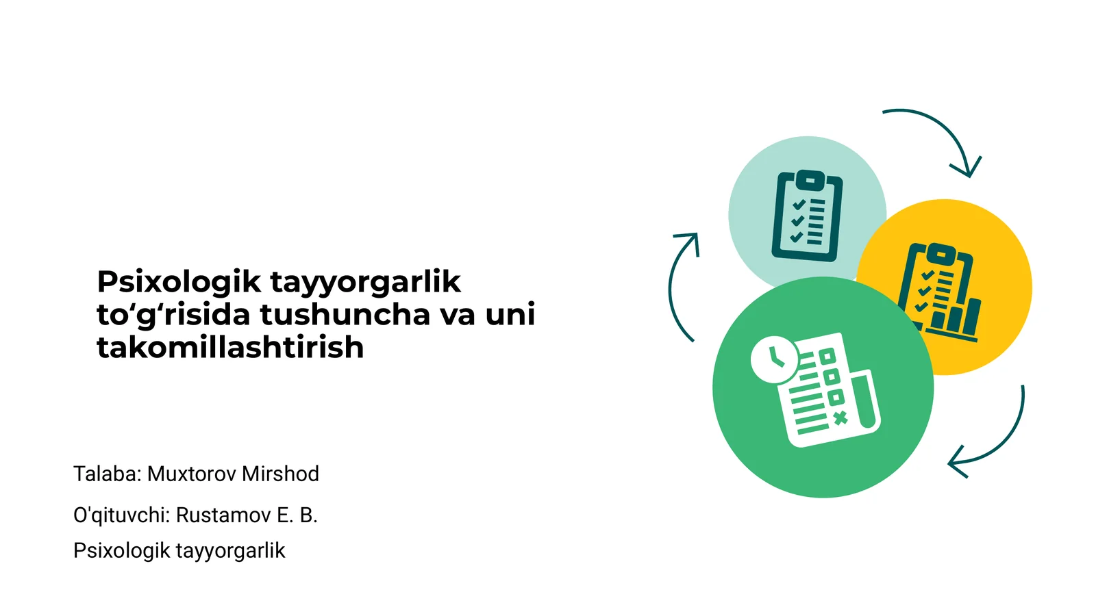 Psixologik tayyorgarlik to'g'risida tushuncha va uni takomillashtirish