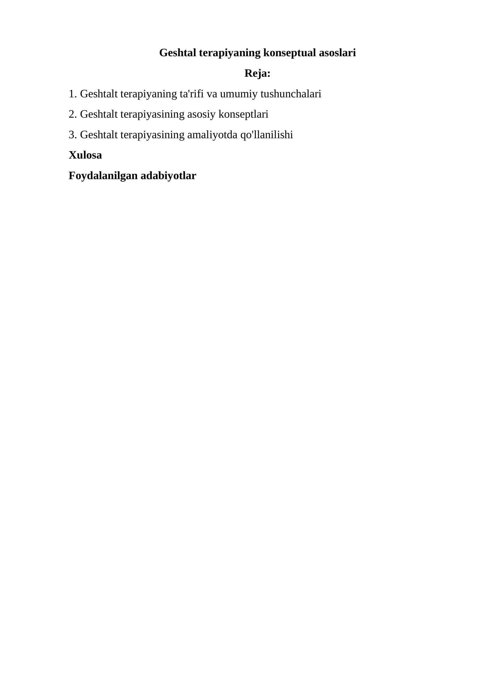 Geshtalt terapiyaning konseptual asoslari