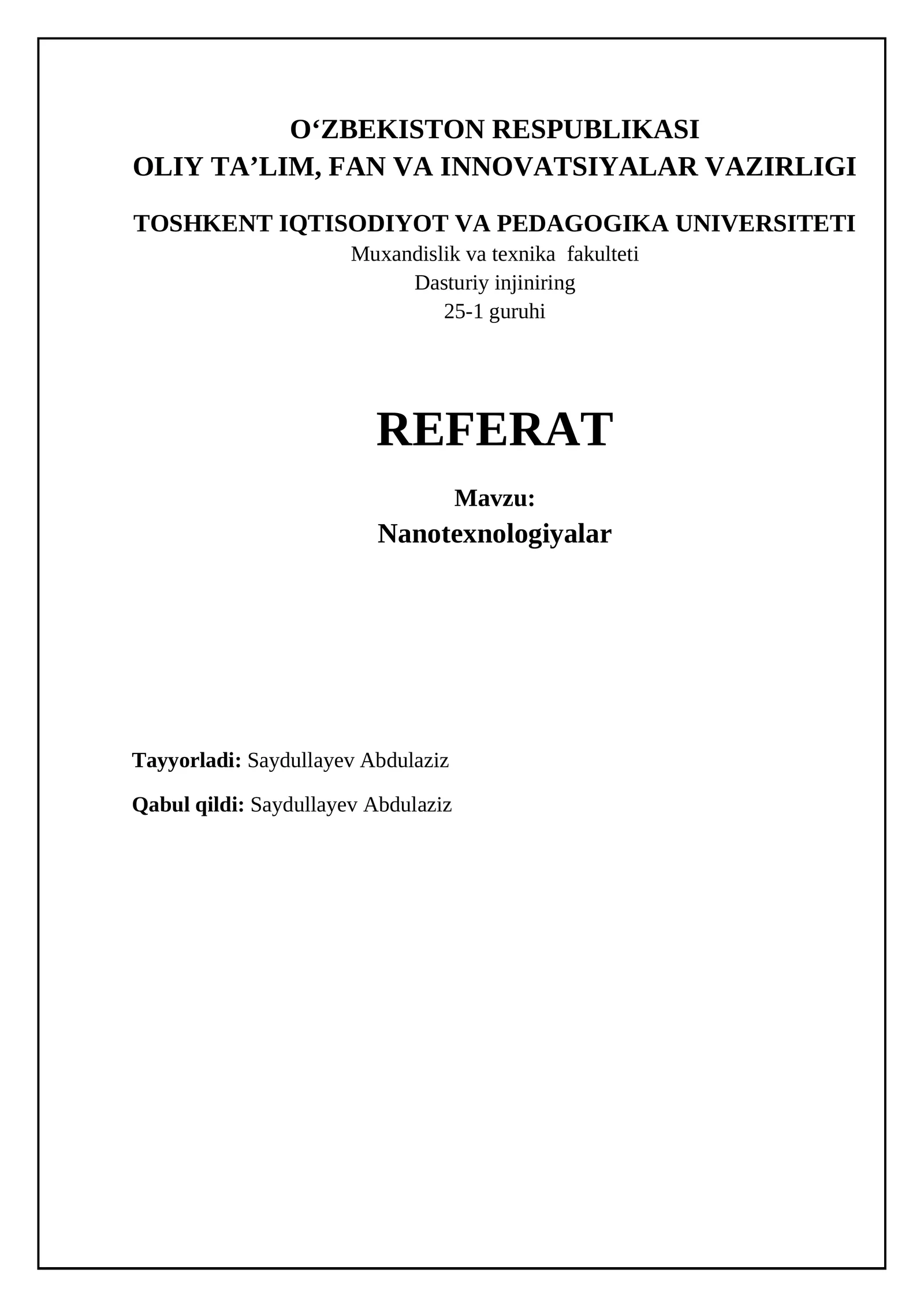 Nanotexnologiyalar: Ta'rif, Asosiy Tushunchalar va Tarix