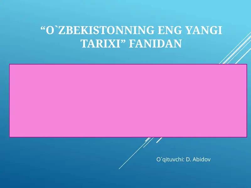 O`zbekistonning eng yangi tarixi