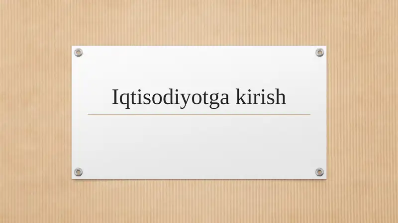 Iqtisodiyotga kirish