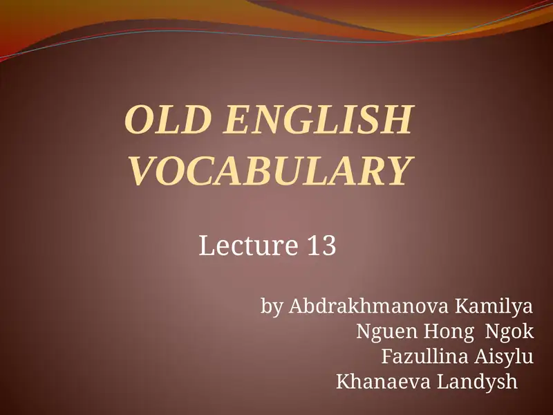 OLD ENGLISH VOCABULARY