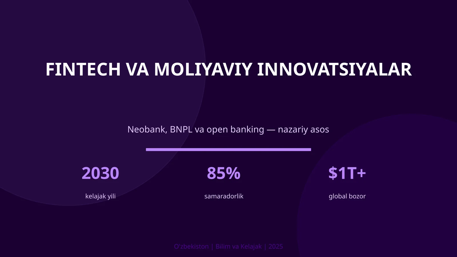 FINTECH VA MOLIYAVIY INNOVATSIYALAR