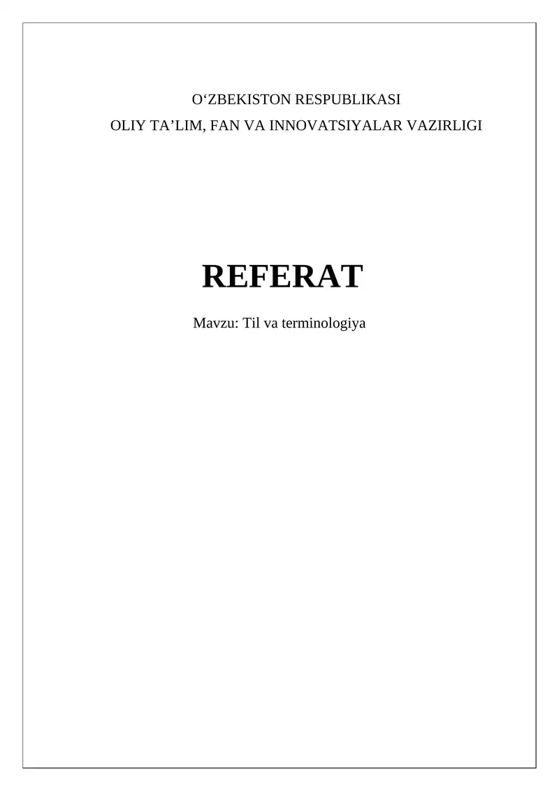 Til va terminologiya