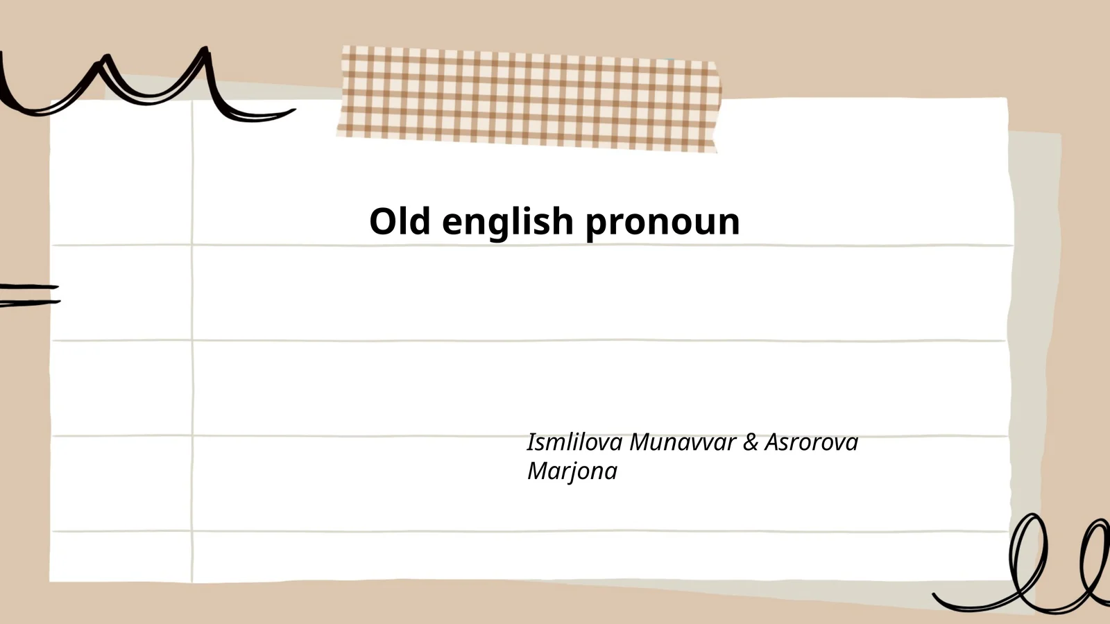 Personal Pronouns in Old English