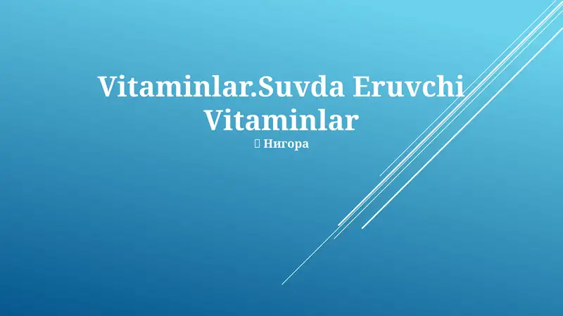 Vitaminlar.Suvda Eruvchi Vitaminlar