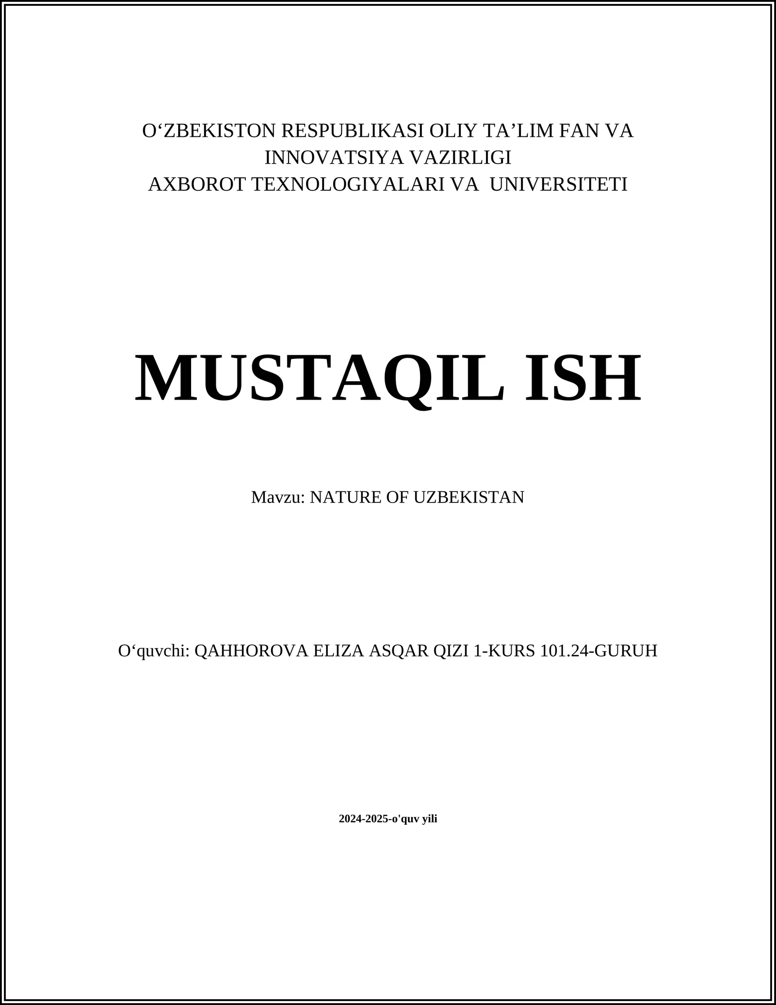 NATURE OF UZBEKISTAN