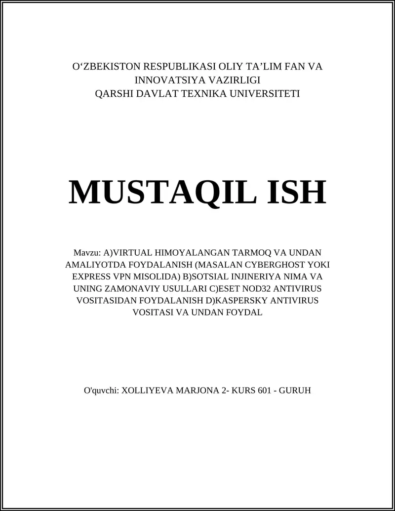 Virtual xususiy tarmoq (VPN)