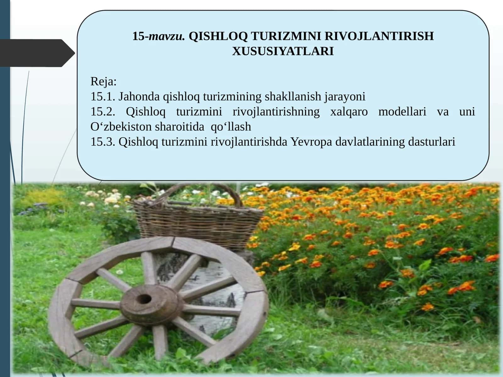 QISHLOQ TURIZMINI RIVOJLANTIRISH