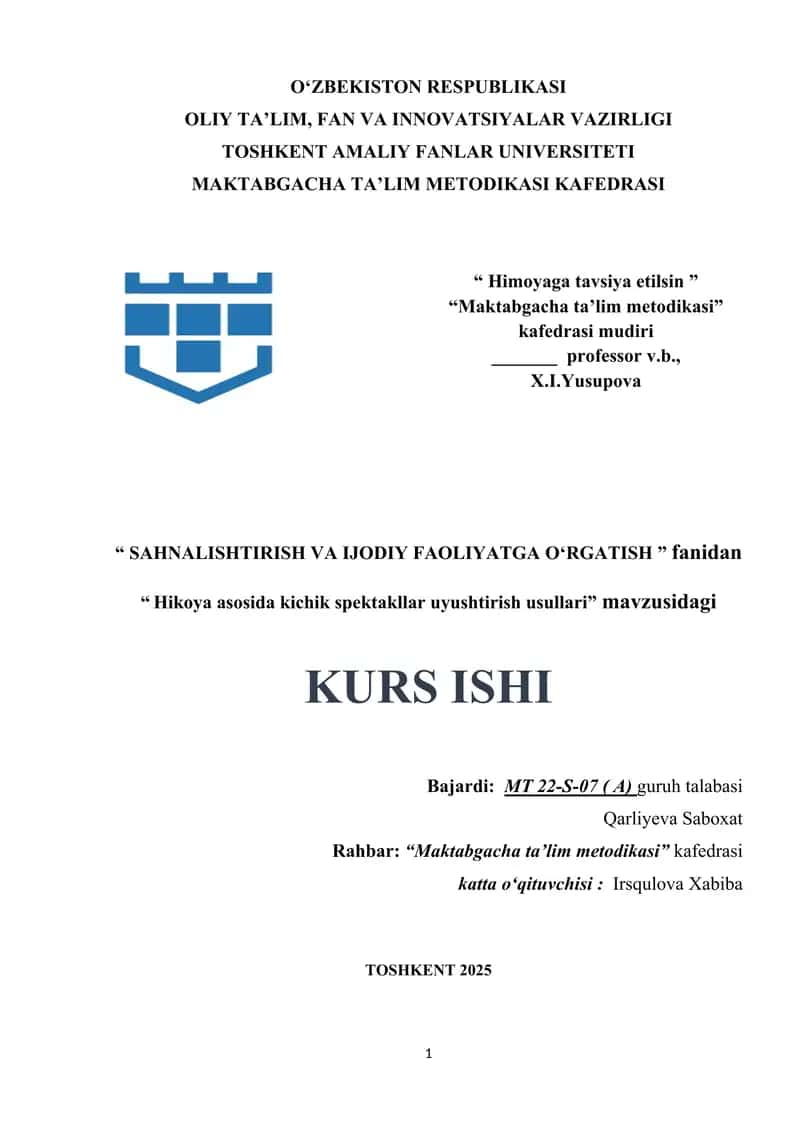 Hikoya asosida kichik spektakllar uyushtirish usullari