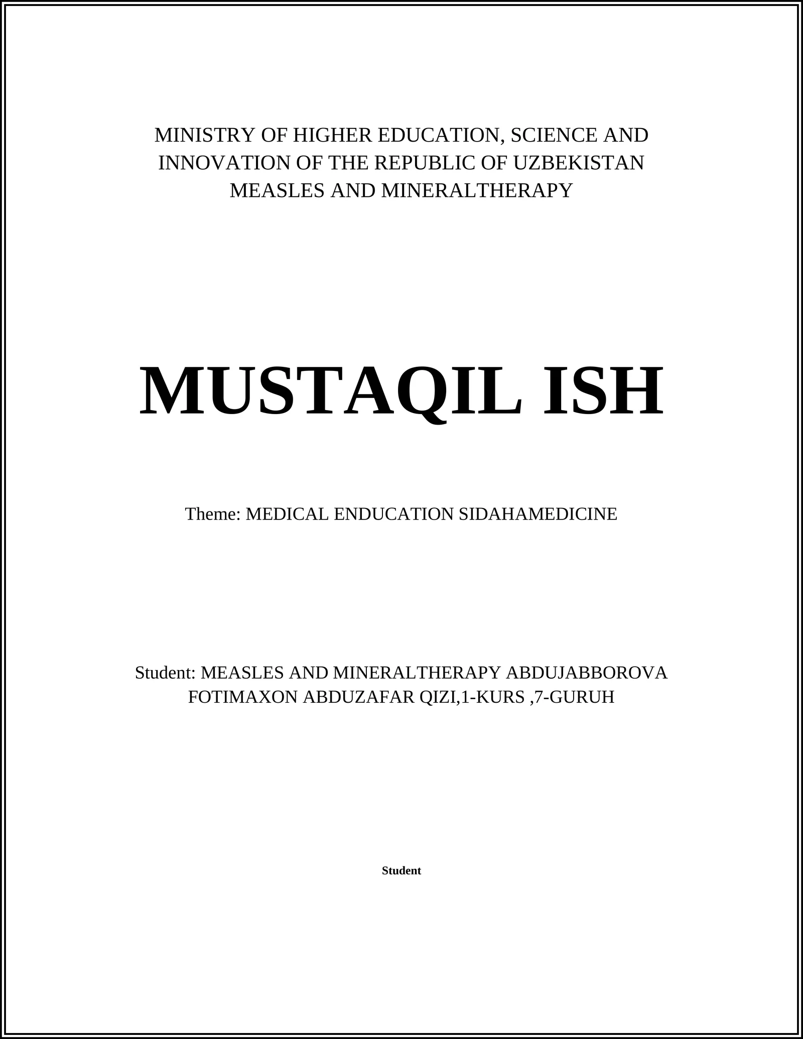 MEASLES AND MINERALTHERAPY