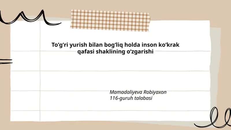 Toʻgʻri yurish bilan bogʻliq holda inson koʻkrak qafasi shaklining oʻzgarishi