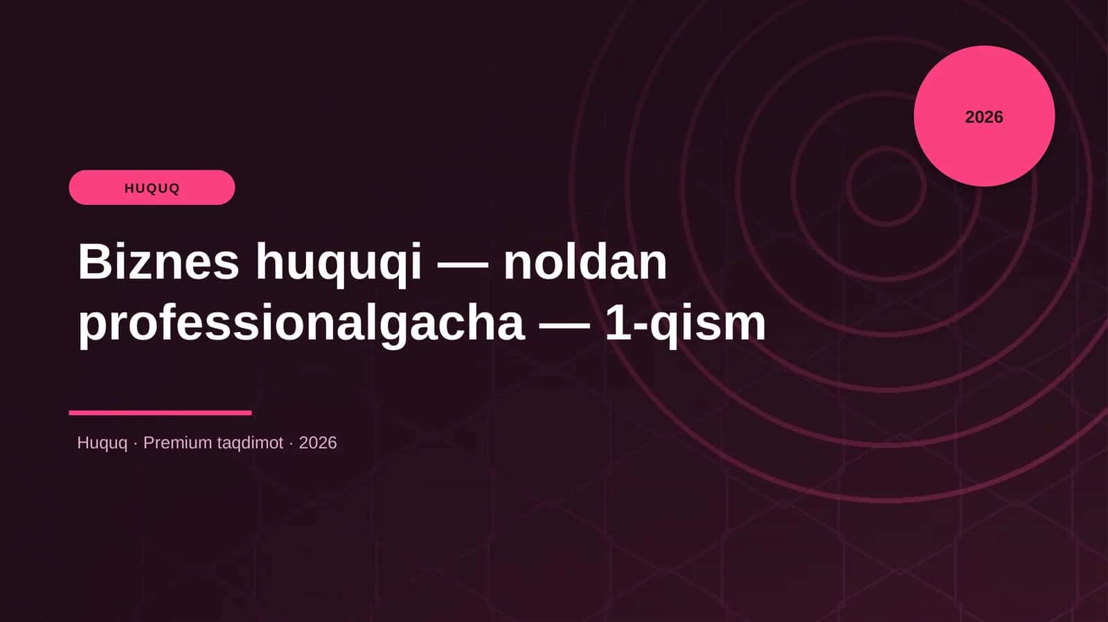 Biznes huquqi — noldan professionalgacha — 1-qism